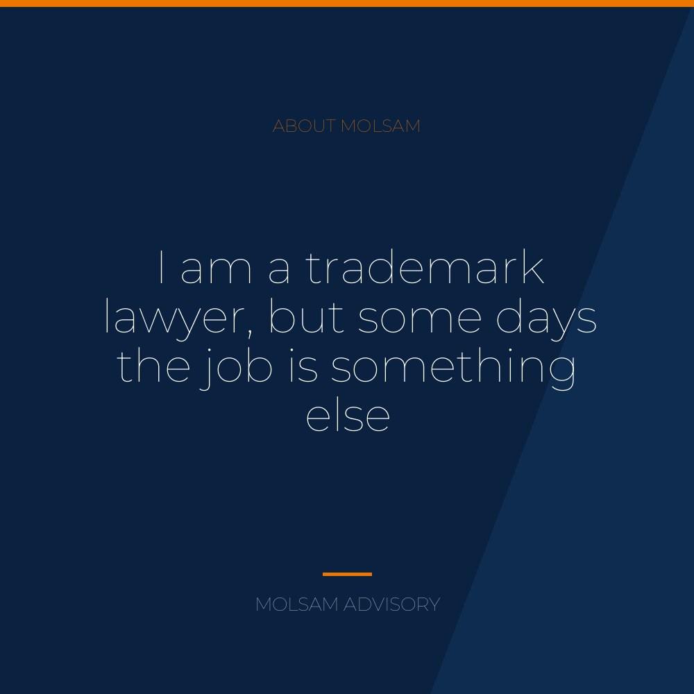 I am a trademark lawyer, but some days the job is something else